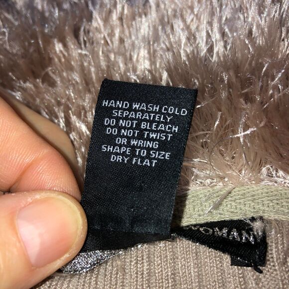 Lauren Michelle Woman 2X Beige Taupe Faux Fur Open Front Cardigan Sweater Duster - Picture 10 of 10